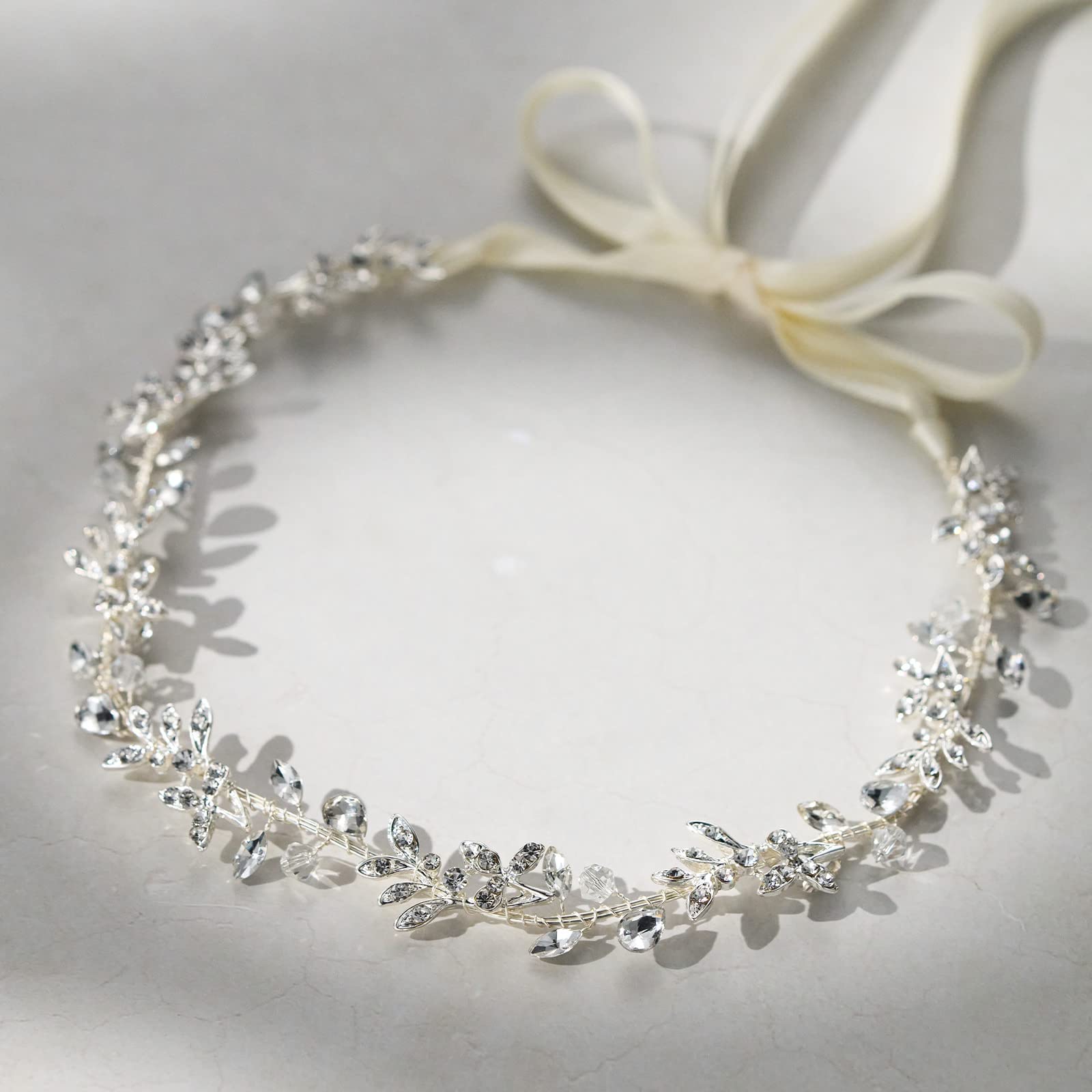 Sweetv bridal headband with bobby pins included for versatile styling.