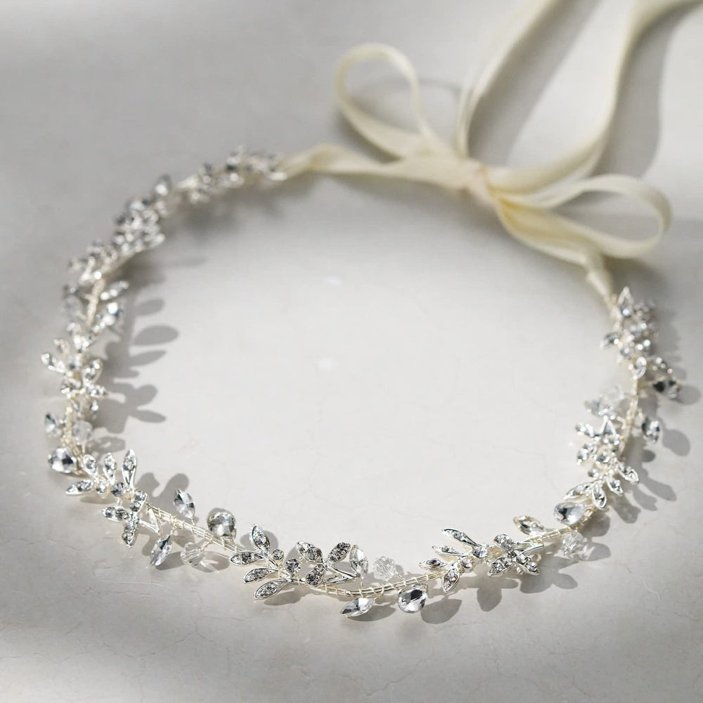 Sweetv bridal headband with bobby pins included for versatile styling.