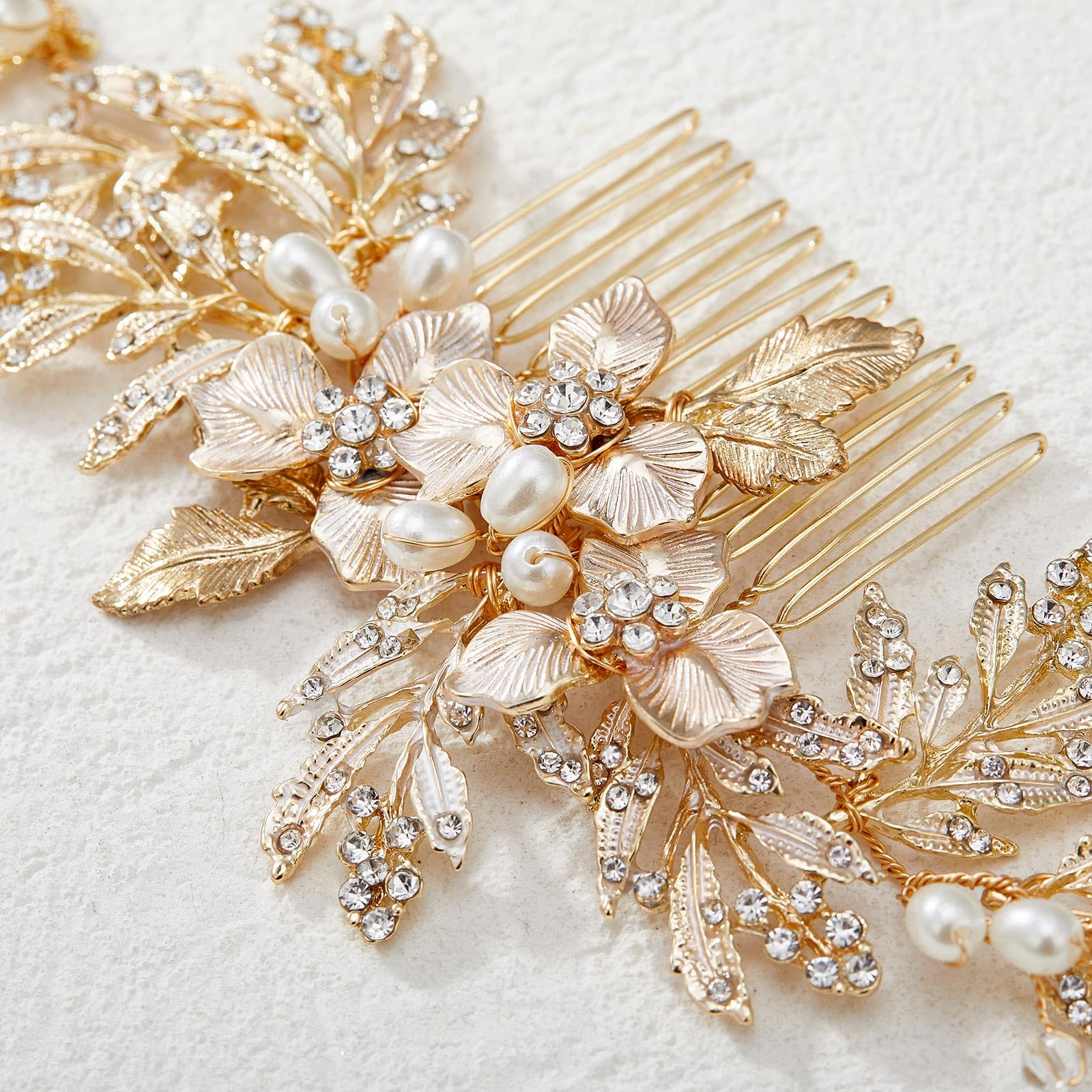 SweetV bridal hair comb size offers secure placement and shine