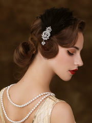 SweetV flapper headpiece worn on model for Gatsby-inspired style