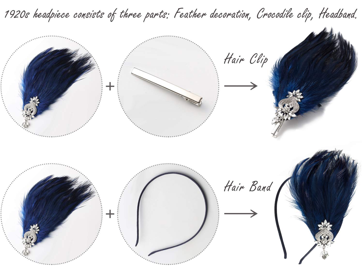 SweetV flapper headpiece retro design blends comfort with elegance