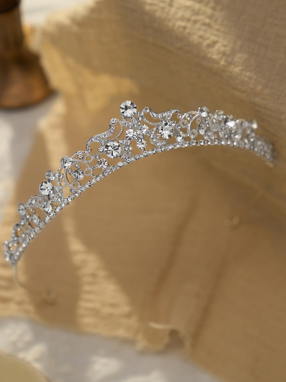 SWEETV sparkling crown with side combs stays secure during dancing