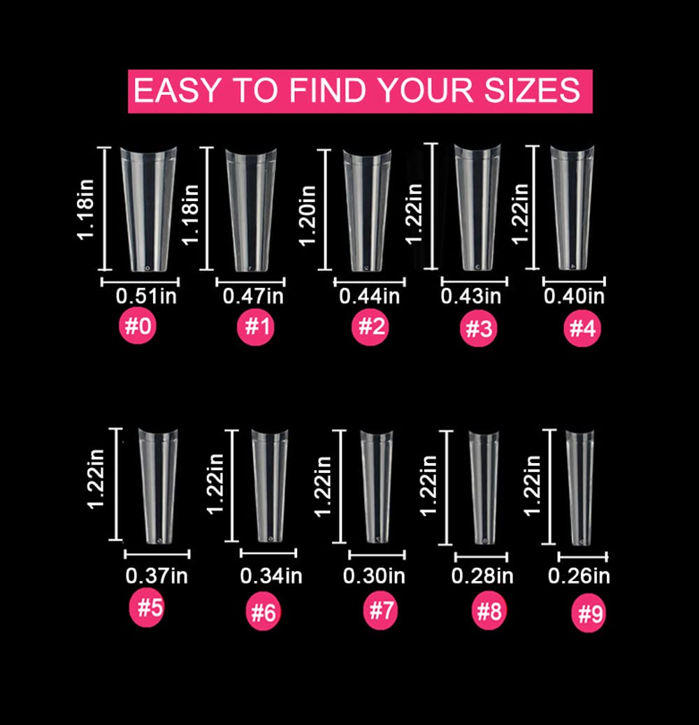 SWETIDY coffin nail tips offer 10 sizes for precise fit and easy shaping.