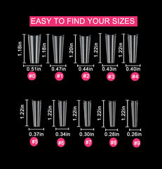 SWETIDY coffin nail tips offer 10 sizes for precise fit and easy shaping.