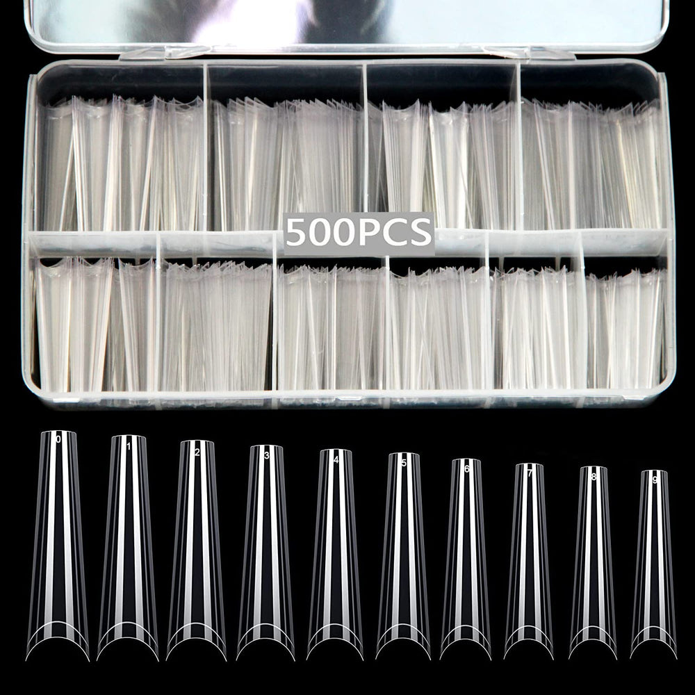SWETIDY flat-edge coffin tips closeup showing easy adhesion and fit