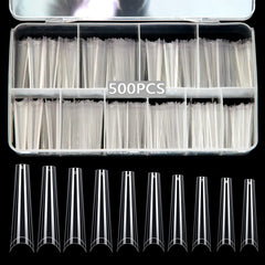 SWETIDY flat-edge coffin tips closeup showing easy adhesion and fit