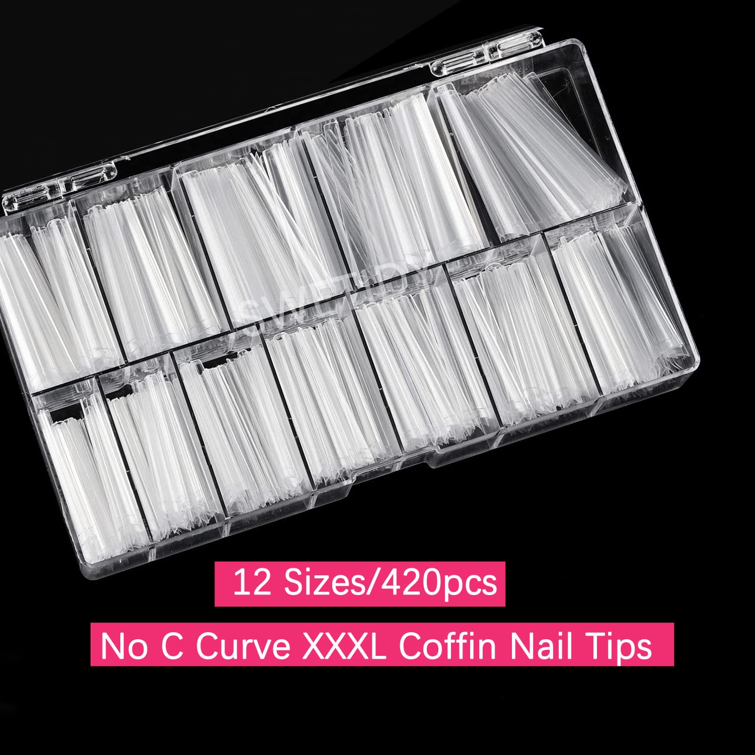 SWETIDY flat half-cover acrylic nails in clear for natural or French looks