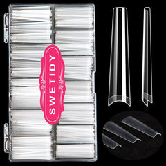 SWETIDY No C Curve 3XL coffin nails pack showing long dramatic length and clean edges for extensions