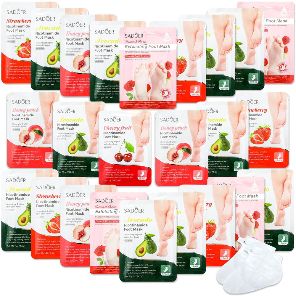 Swiffen fruits beauty foot mask 24pcs pack flat lay highlighting at-home spa hydration