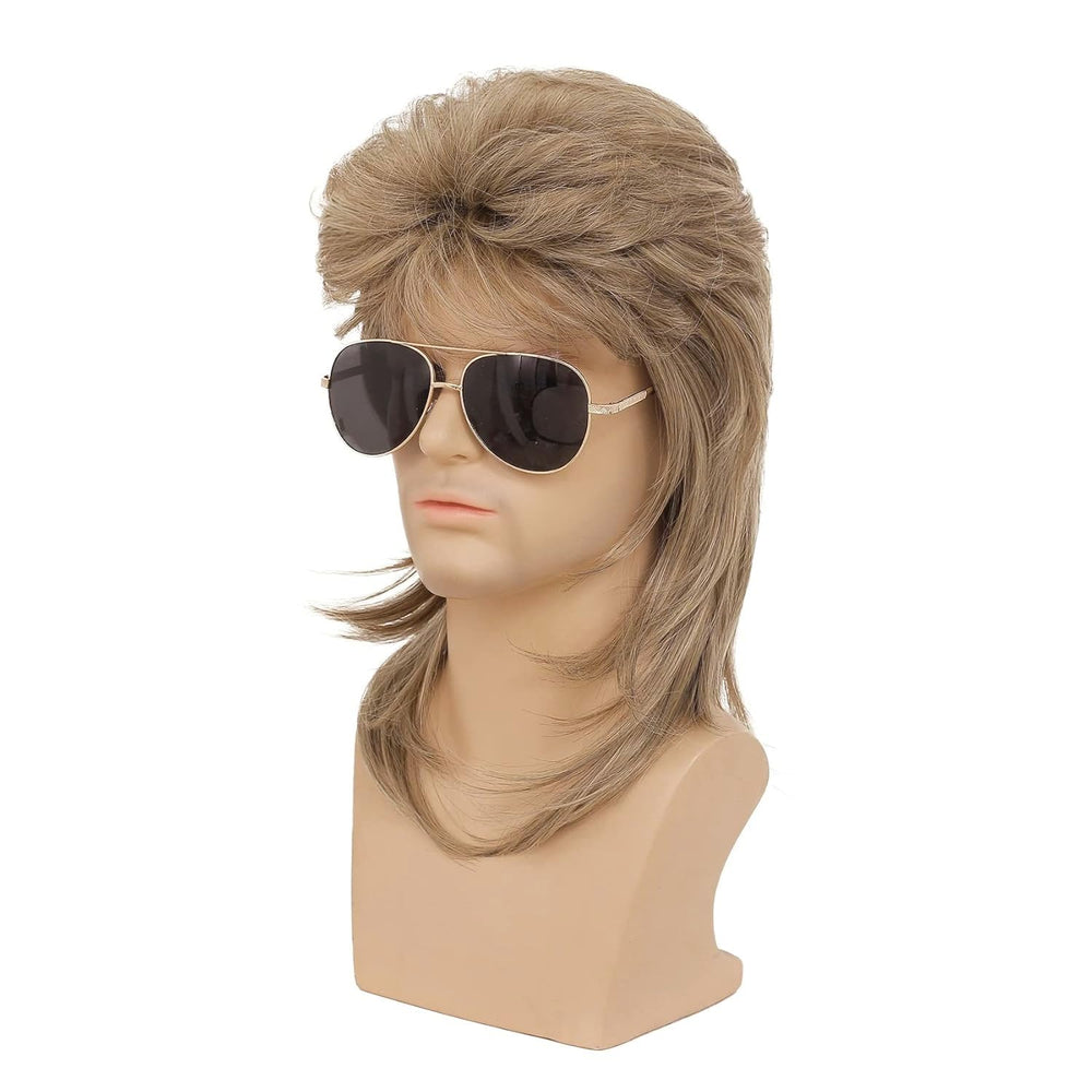 Swiking men's mullet wig back view showing long drape and style