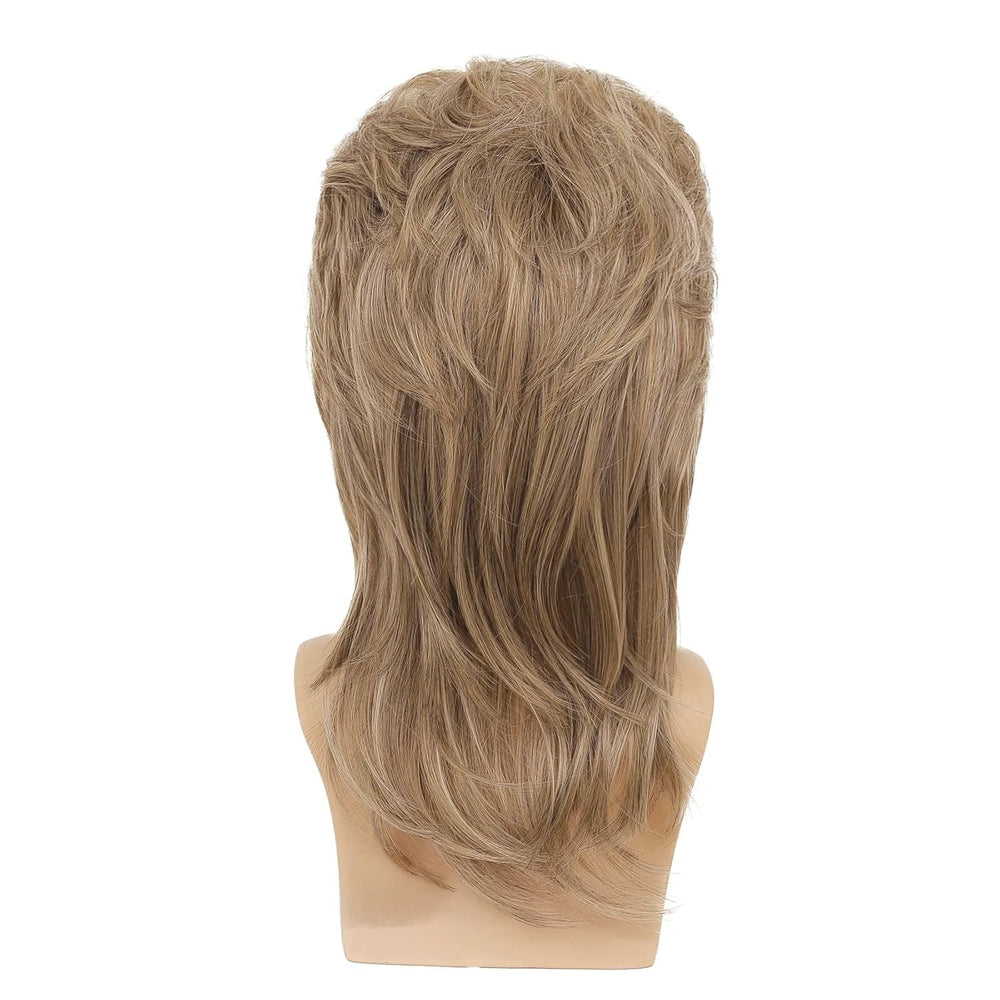 Swiking mullet wig light brown shows heat-resistant fiber texture