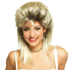 Swiking Mullet Wigs blonde curly shoulder-length for easy daily styling.