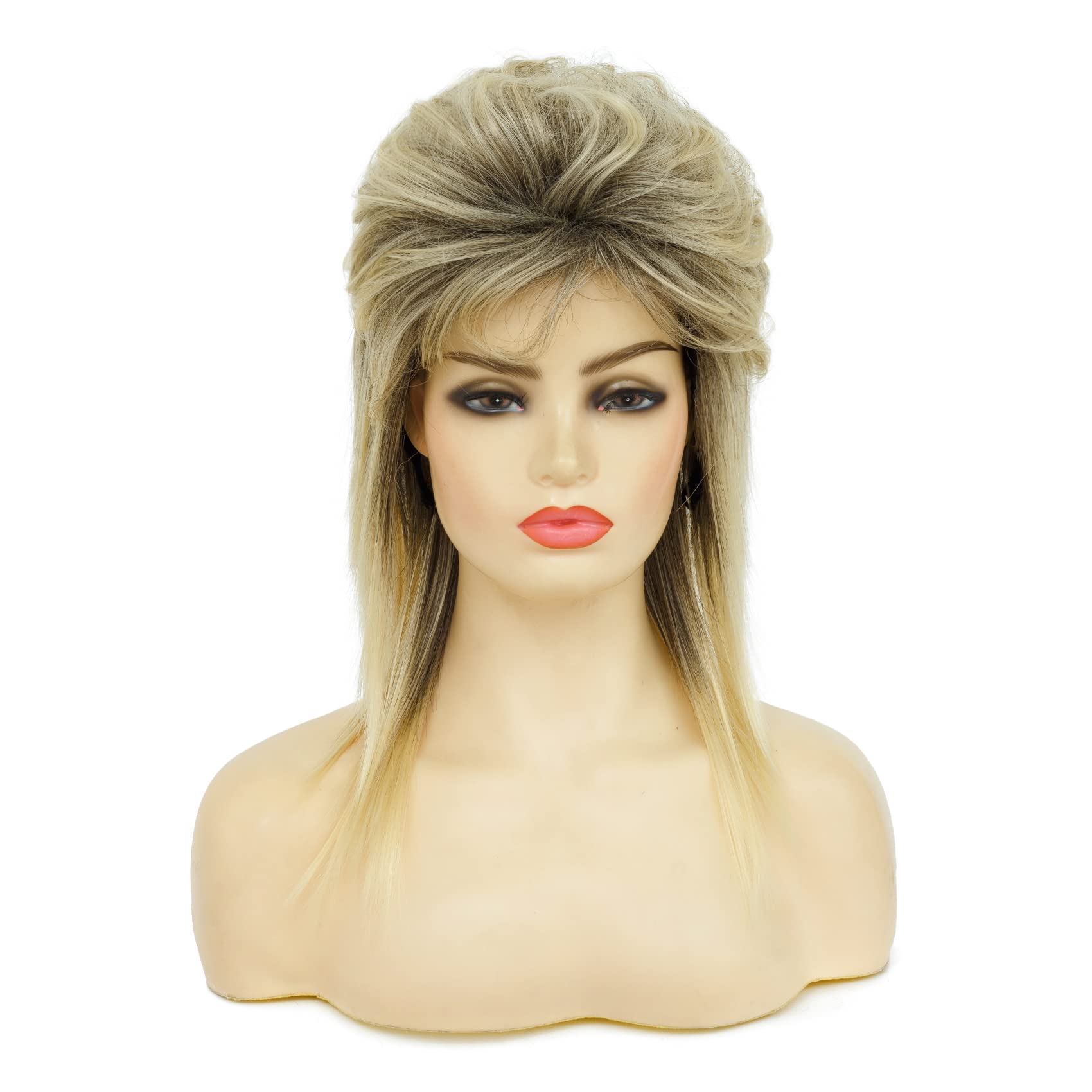 Swiking Mullet Wigs dark roots natural look suitable for cosplay.