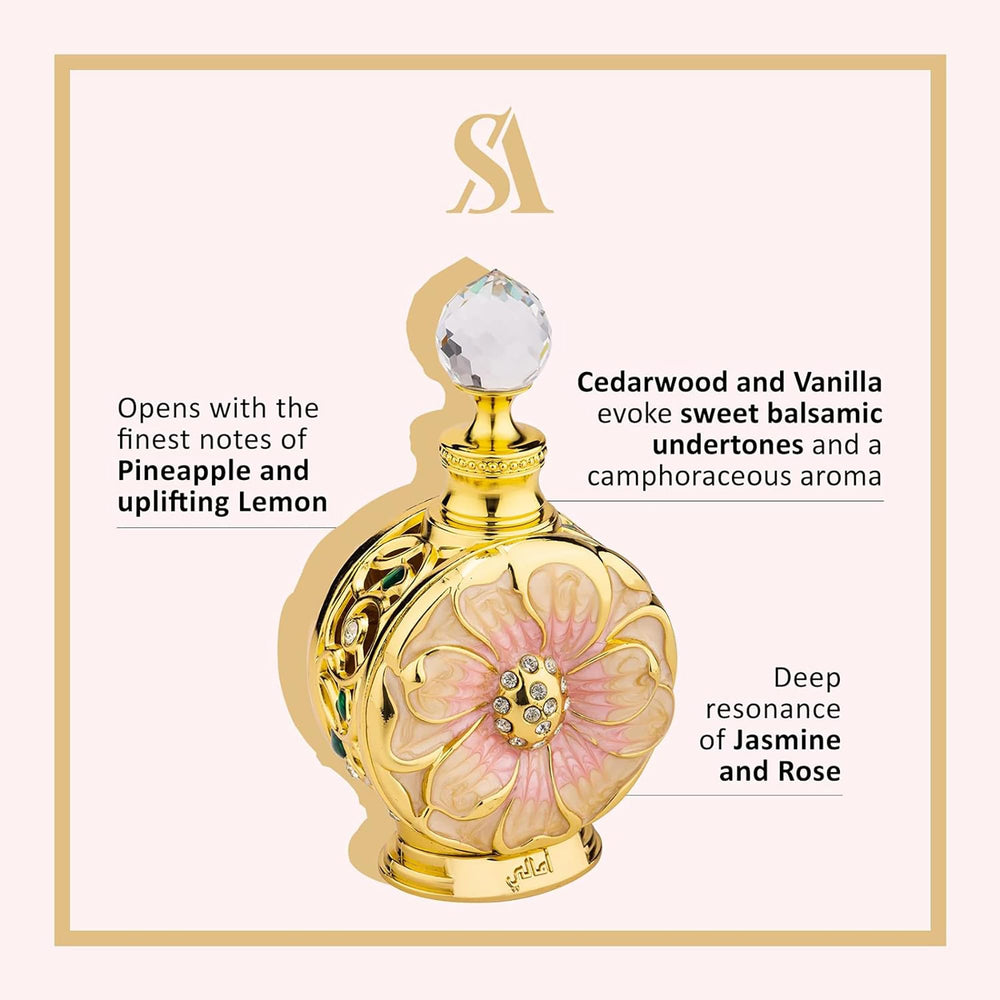 Swiss Arabian Amaali jasmine and rose heart enriches feminine elegance.