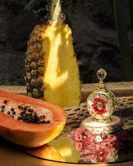 Swiss Arabian Layali Rouge opening notes blend mango and lemon for a vibrant first impression.