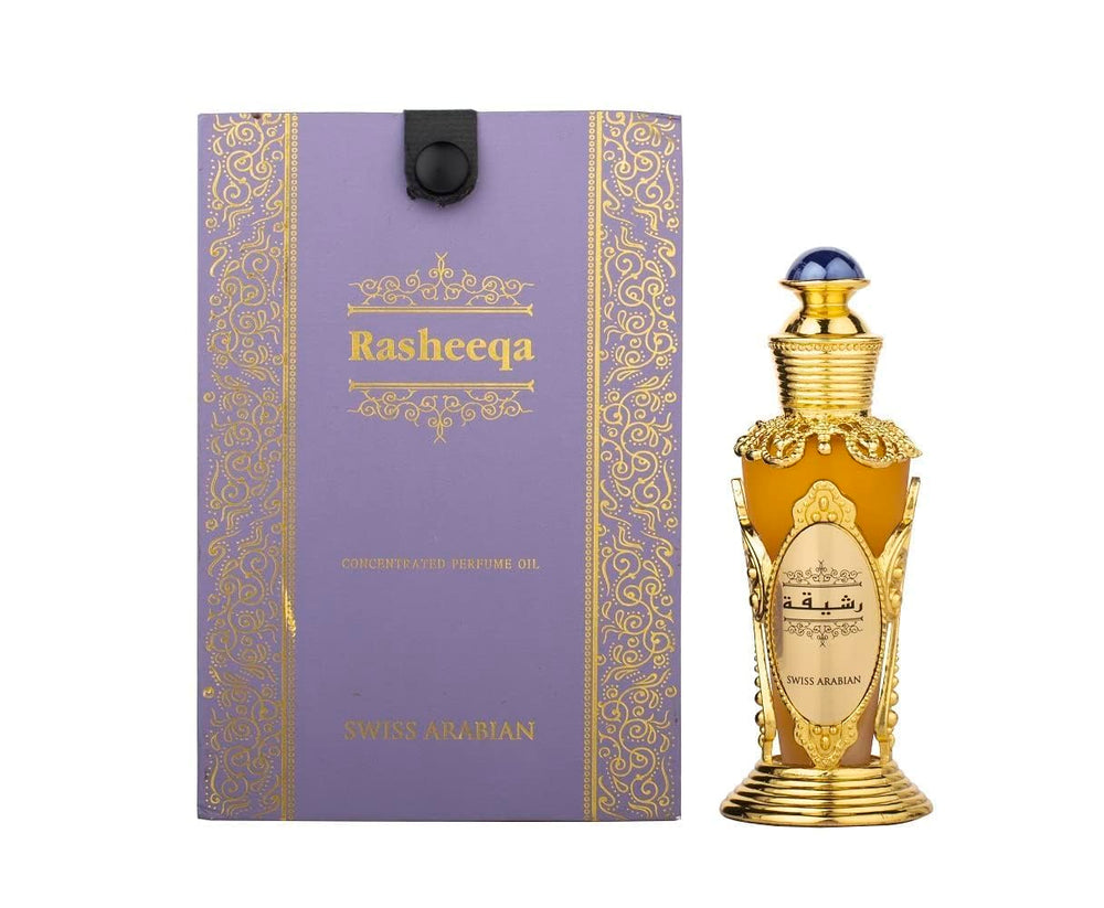 Swiss Arabian Rasheeqa alcohol-free formula promotes safe, sensitive-skin use.