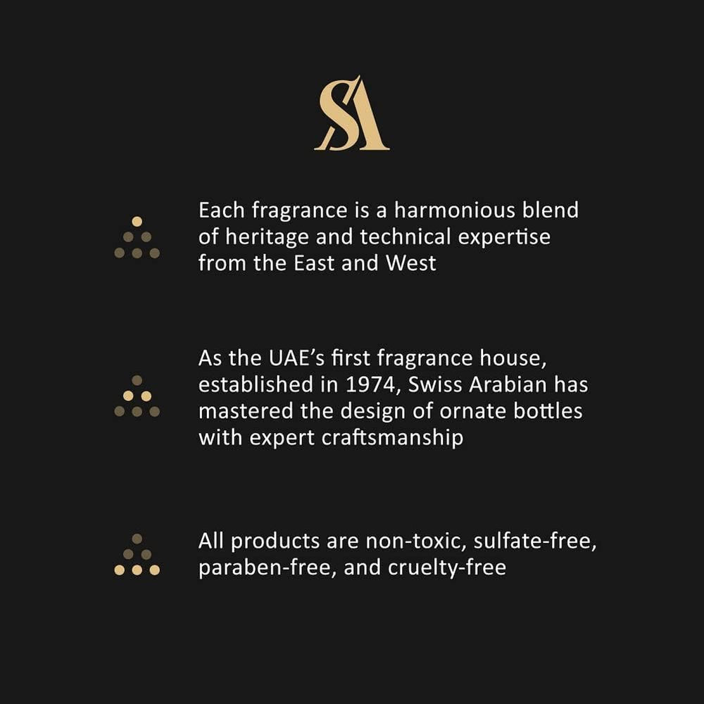 Swiss Arabian Rasheeqa musk cedarwood base bottle emphasizes warm, lasting depth.