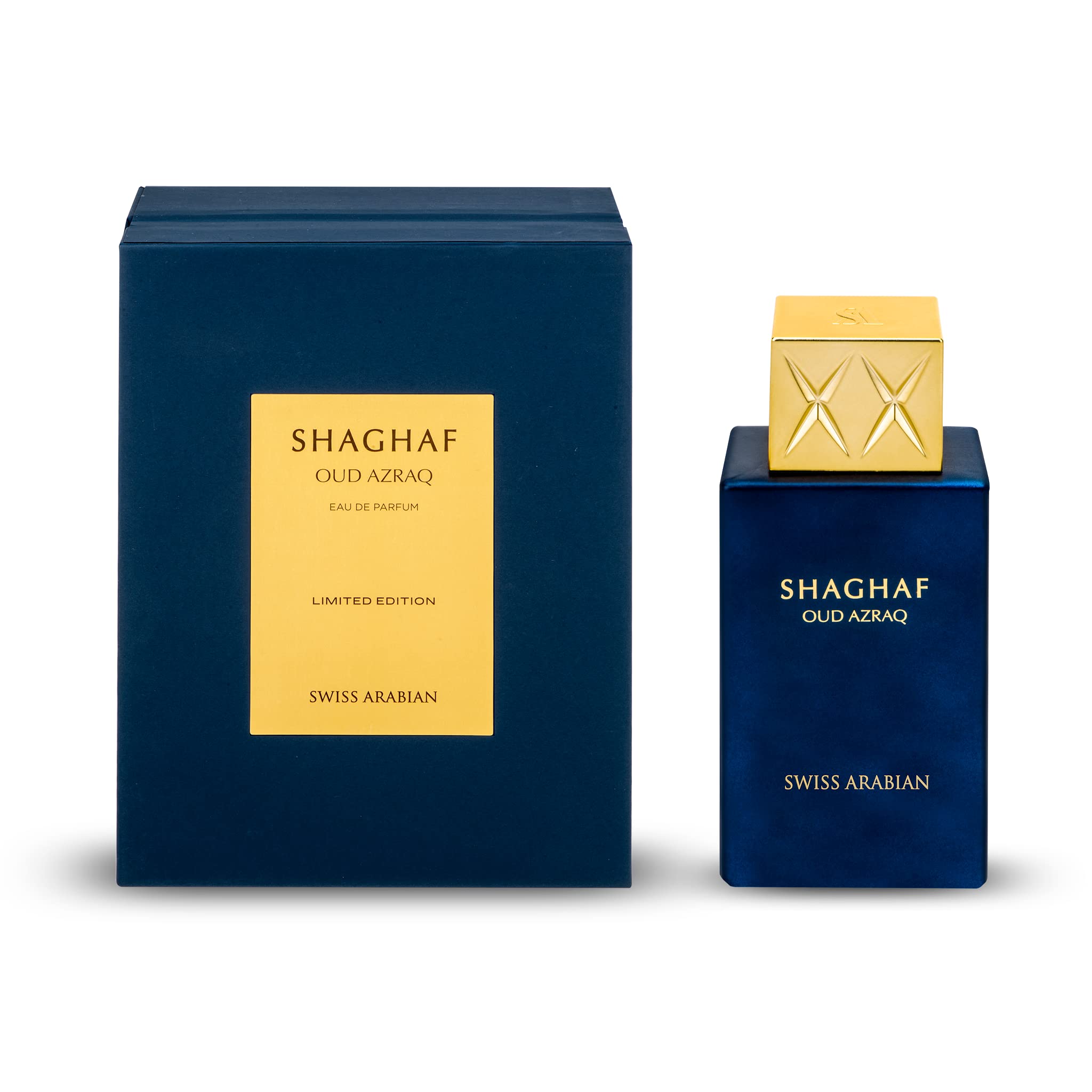 Swiss Arabian Shaghaf Oud Azraq leather-patchouli detail signals luxurious depth