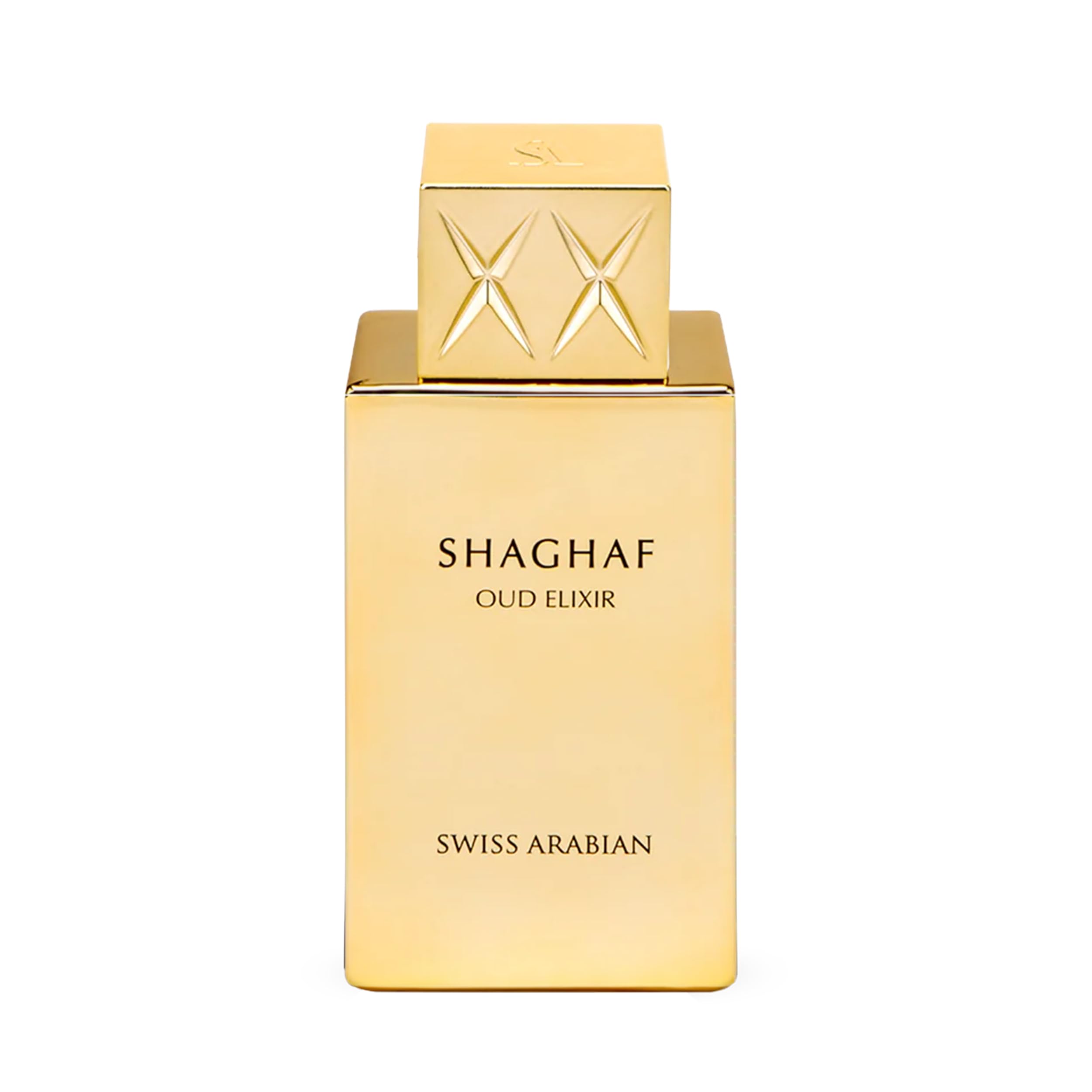 Swiss Arabian Shaghaf Oud Elixir bottle close-up for premium look
