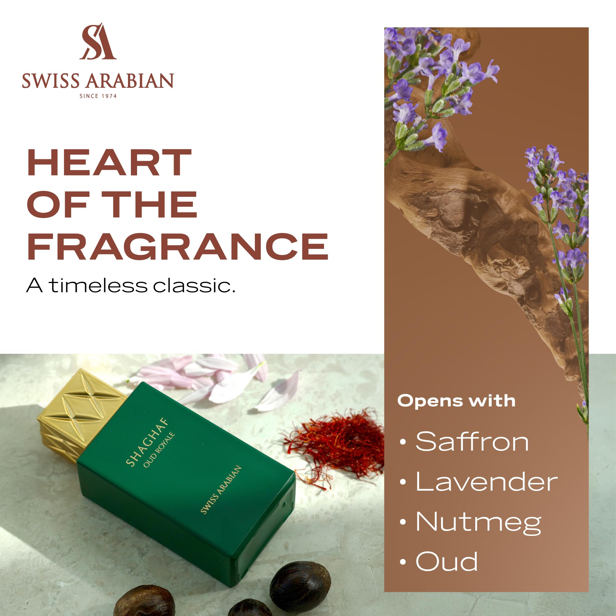 Swiss Arabian Shaghaf Oud Royale allows versatile day or night fragrance options
