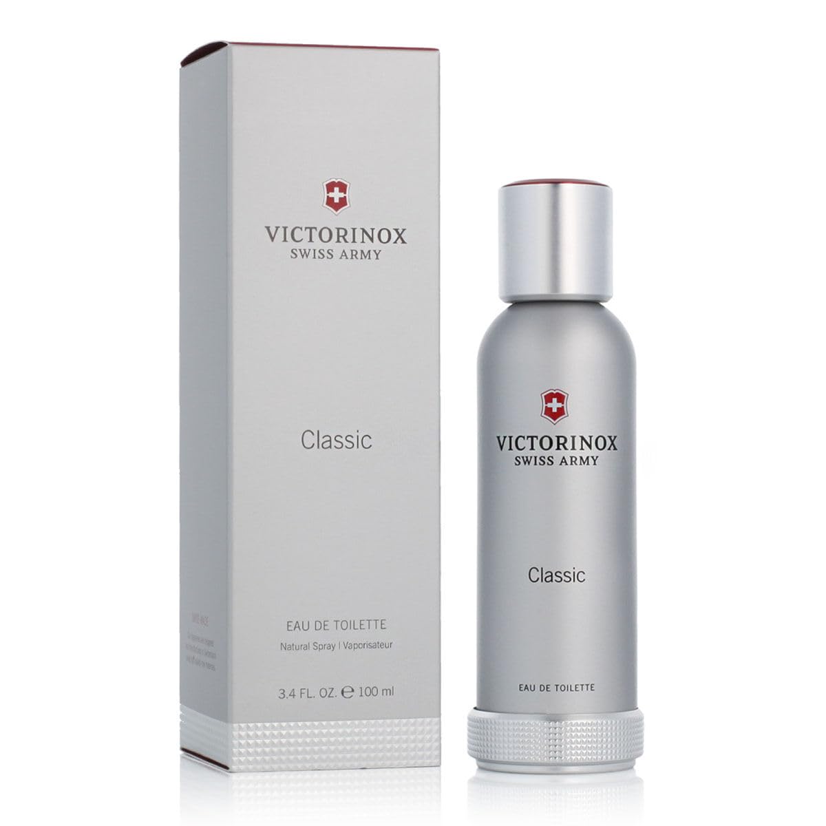Swiss Army Eau de Toilette bottle close-up highlighting the masculine scent for daily wear.