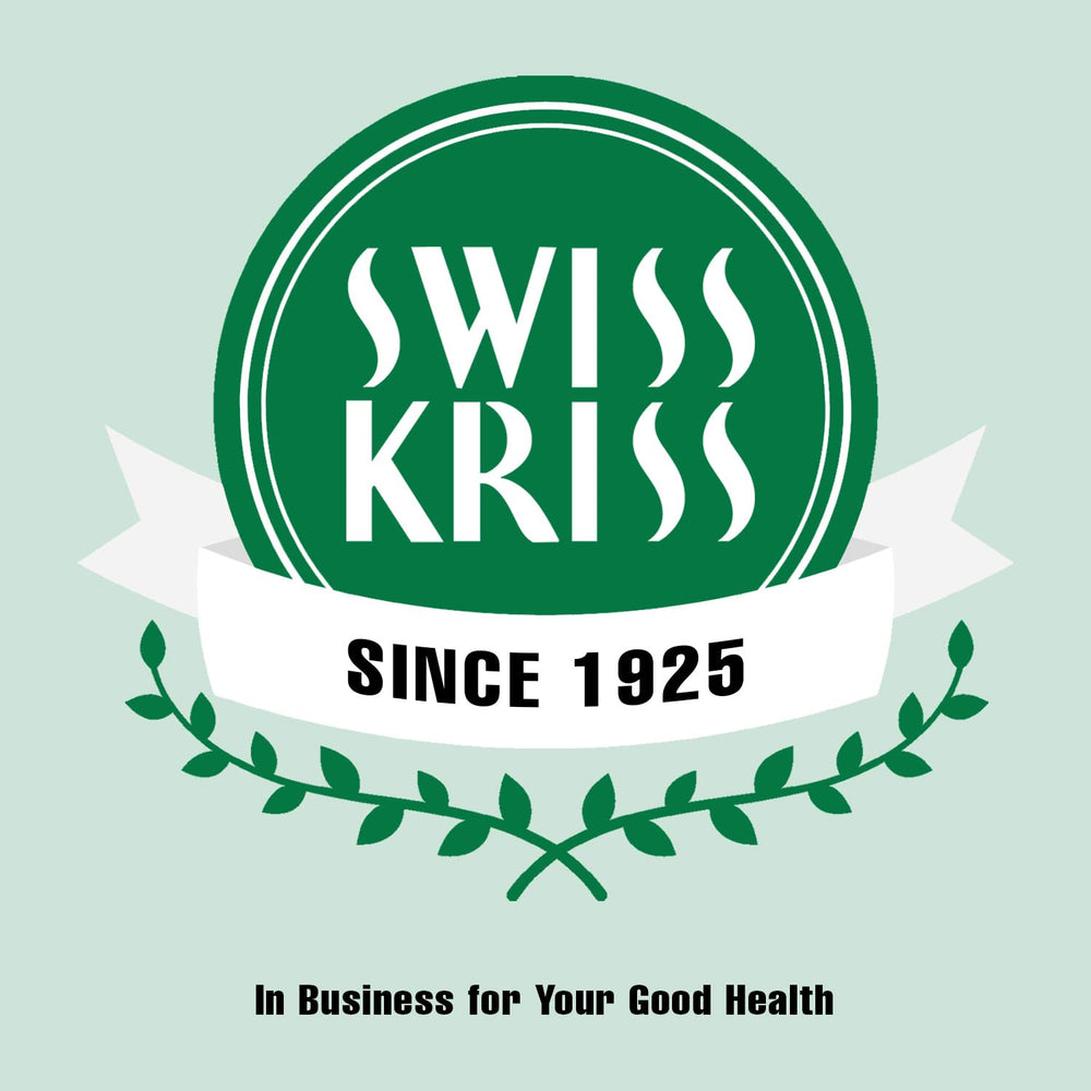 Back-label detail on Swiss Kriss with ingredients and dosage