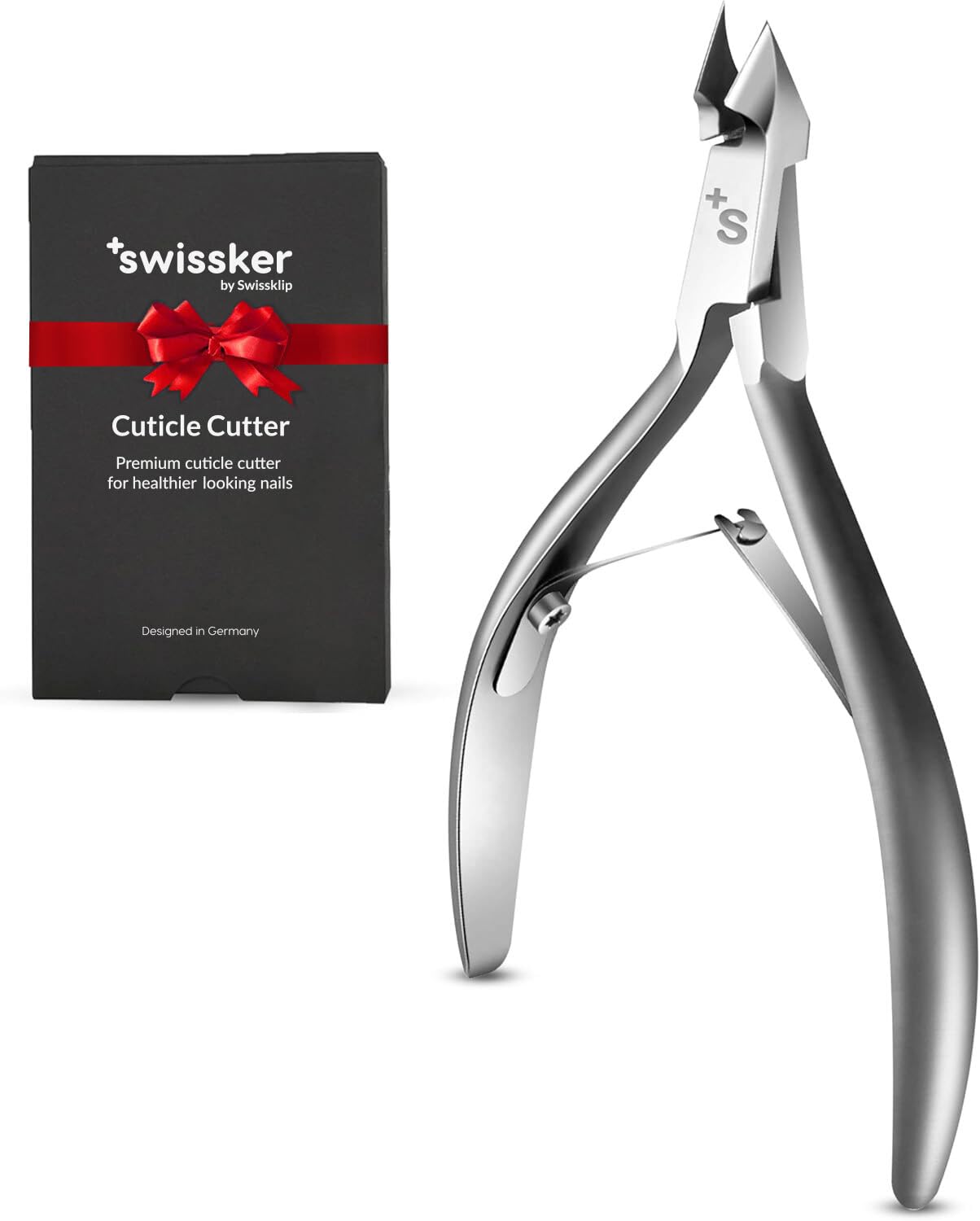 Swissker by Swissklip cuticle trimmer close-up for precise trimming and smooth polish prep.