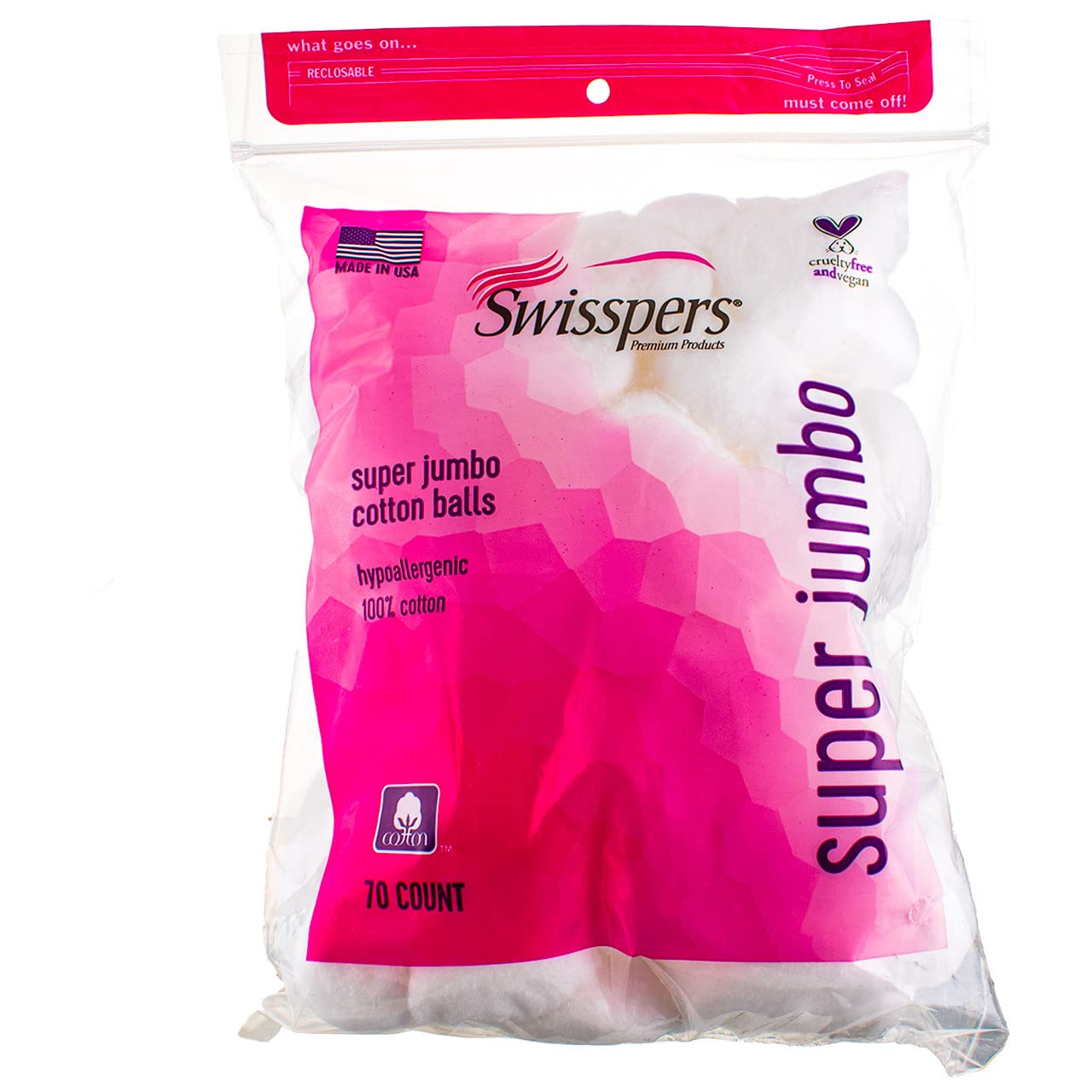 Swisspers cotton balls 100 percent cotton close up soft lint free for gentle skincare