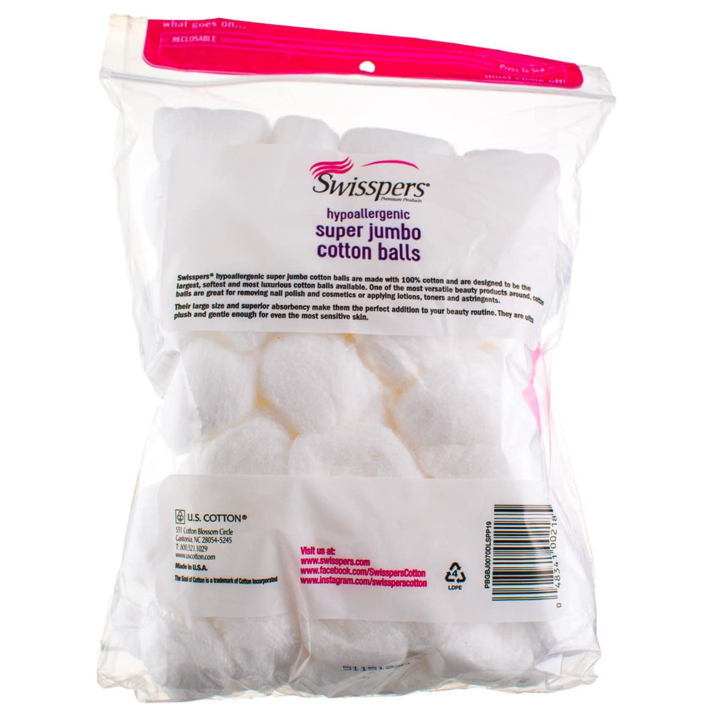 Swisspers jumbo cotton balls absorbent large surface area ideal for toner and lotion application