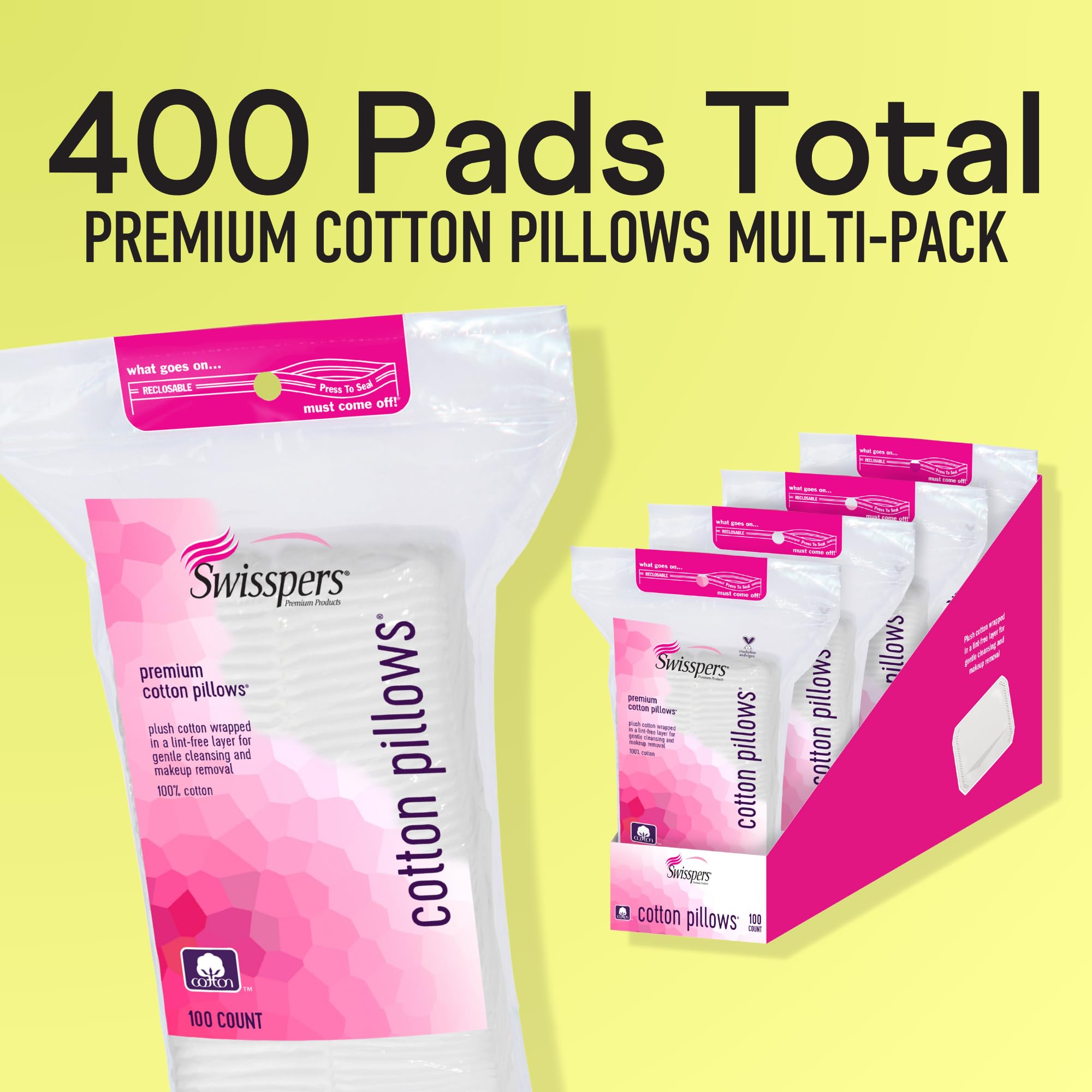 Swisspers Premium Cotton Pillows closeup fiber highlights natural cotton softness for delicate skin.