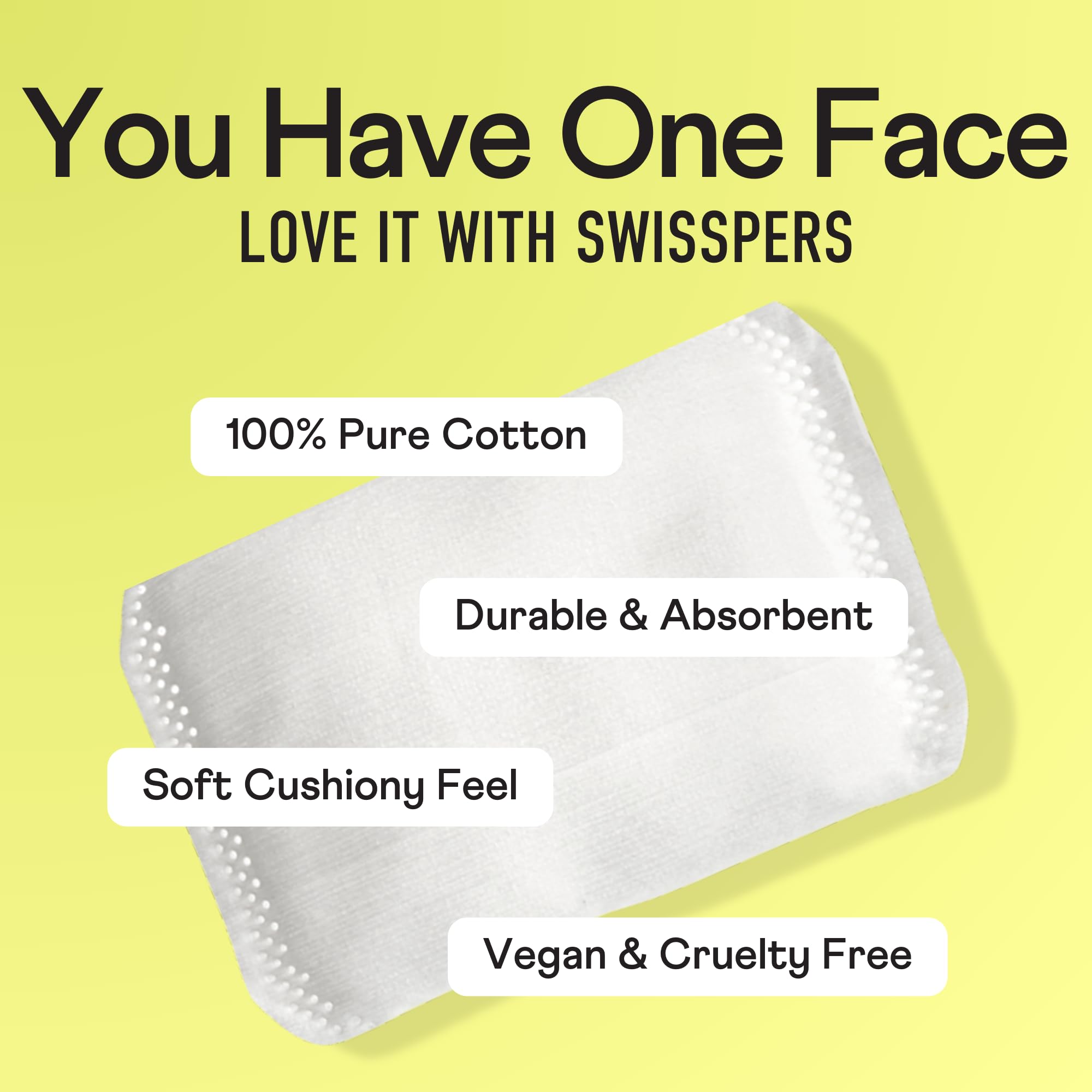 Swisspers Premium Cotton Pillows enable precise fingertip skin care application.