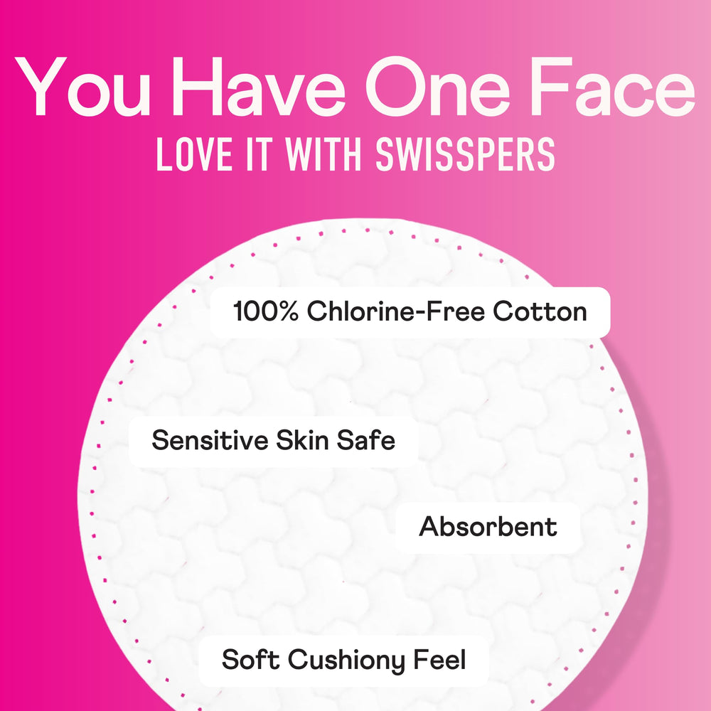 Swisspers rounds with gentle cleansing side for makeup removal
