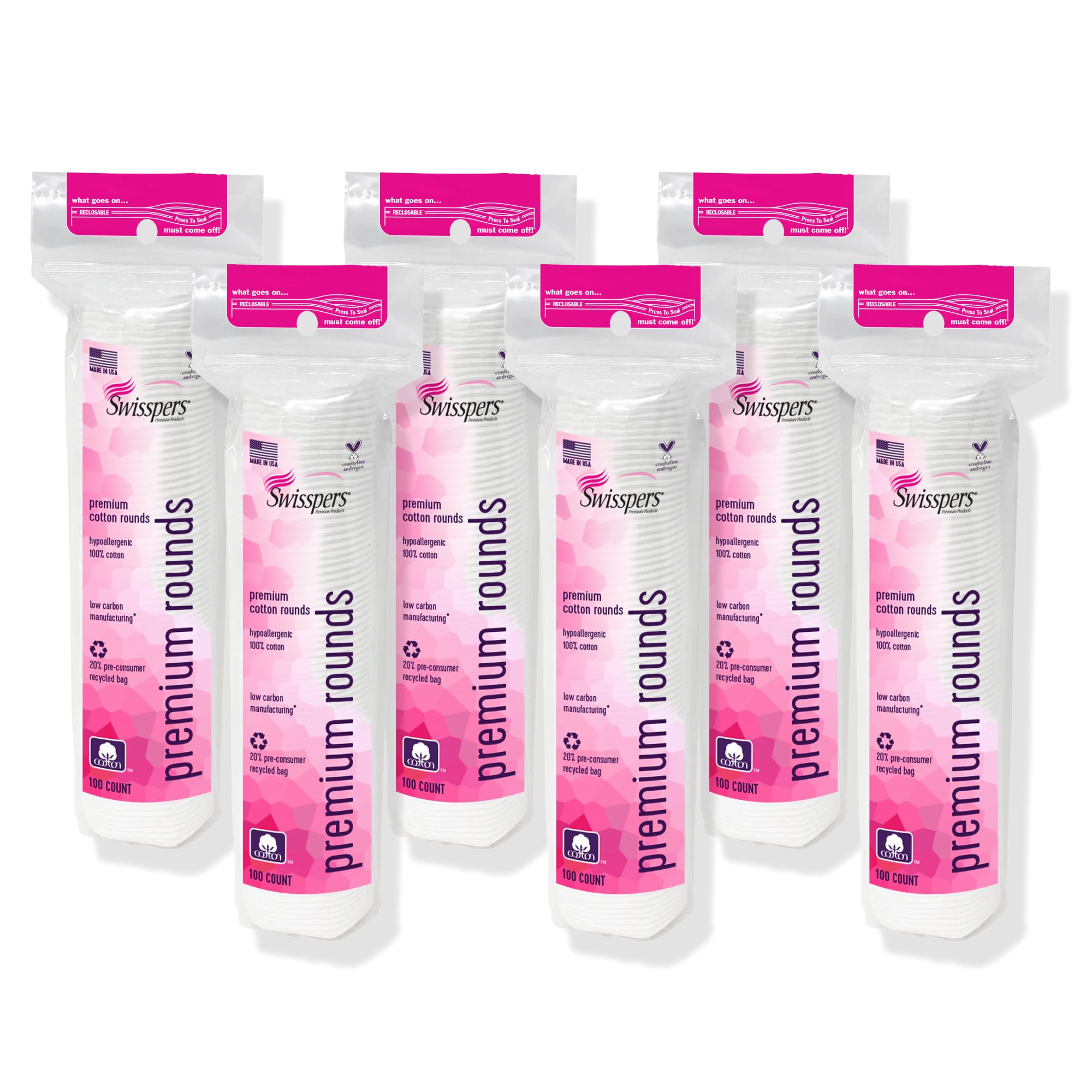 Swisspers Premium Cotton Rounds outer pack for daily skincare