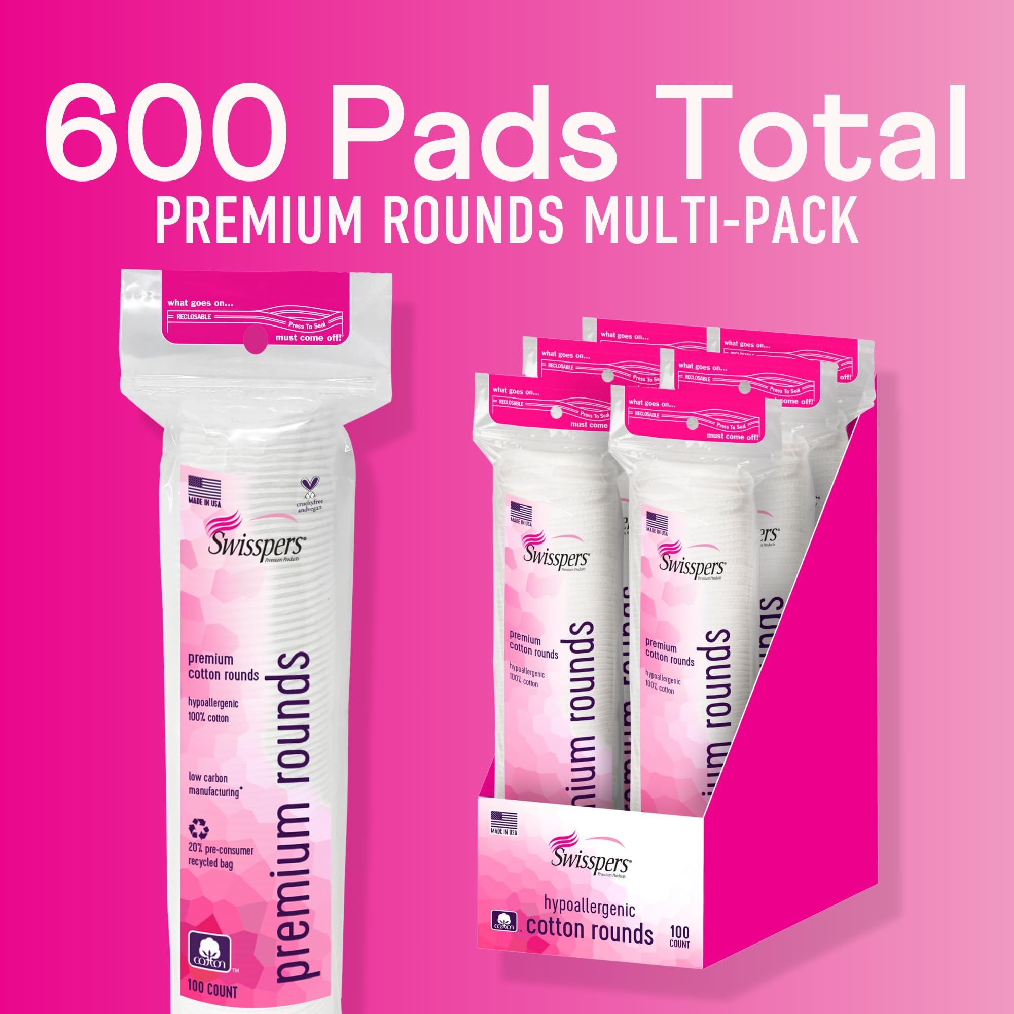 Swisspers rounds resealable pack enables mess-free storage and use