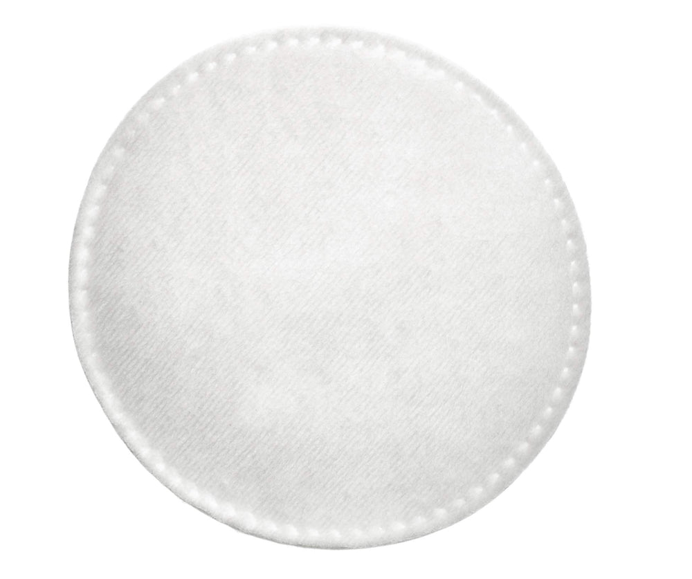 Swisspers Premium Cotton Rounds stitched-edge detail highlighting durability and lint-free design.
