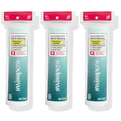 Swisspers premium exfoliating rounds box front for cleansing and makeup removal.