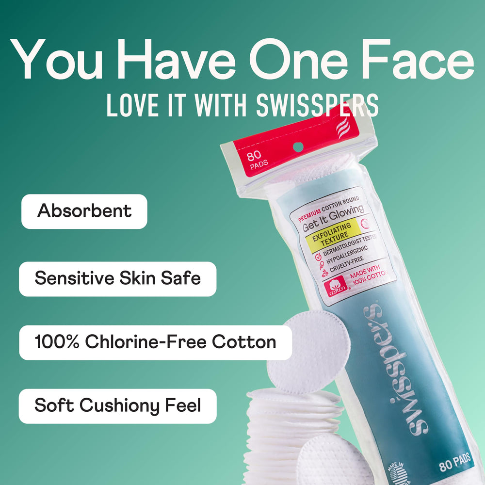 Swisspers raised-texture surface close-up providing gentle exfoliation.