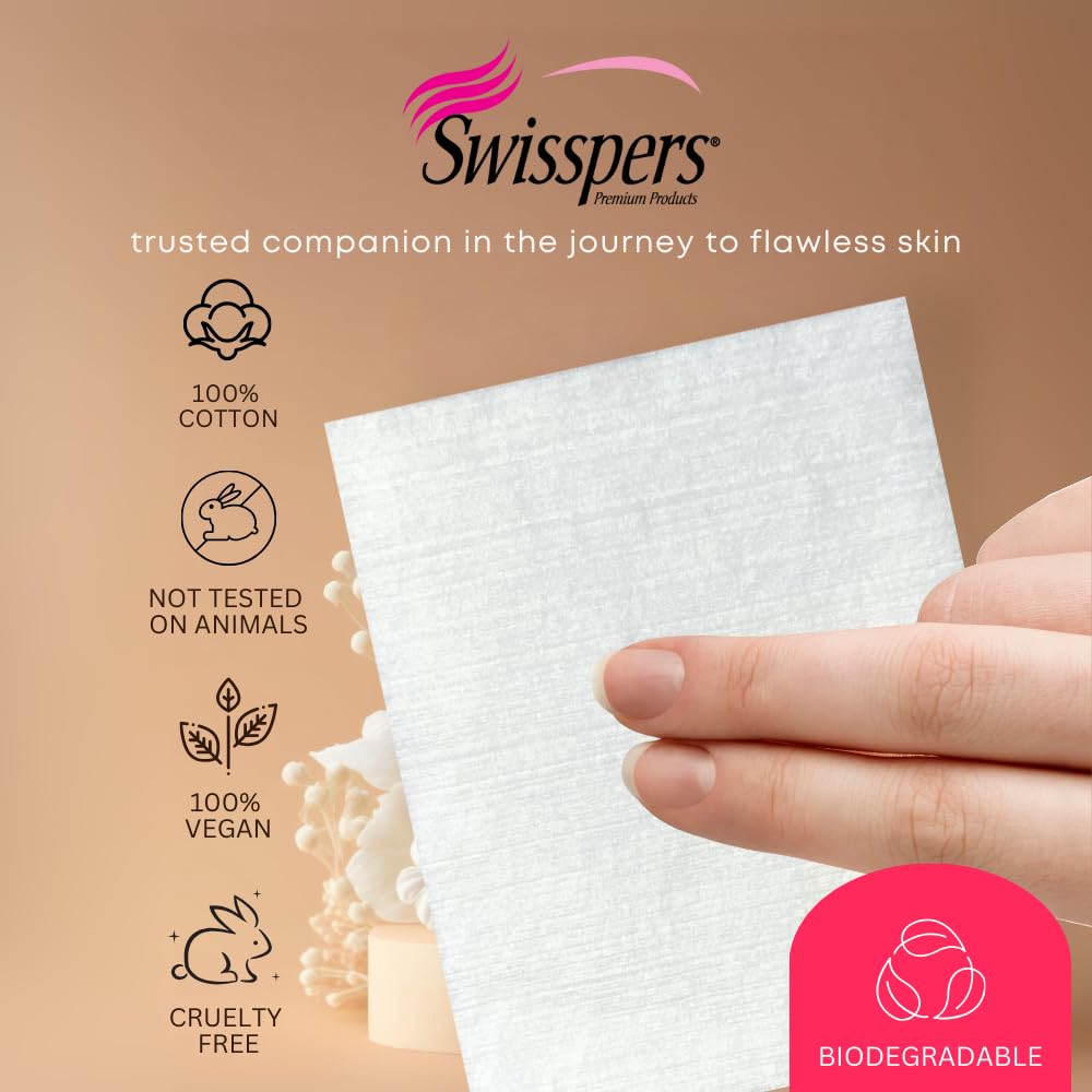Swisspers Ultra-soft face pad closeup demonstrates gentle cleansing for delicate skin.