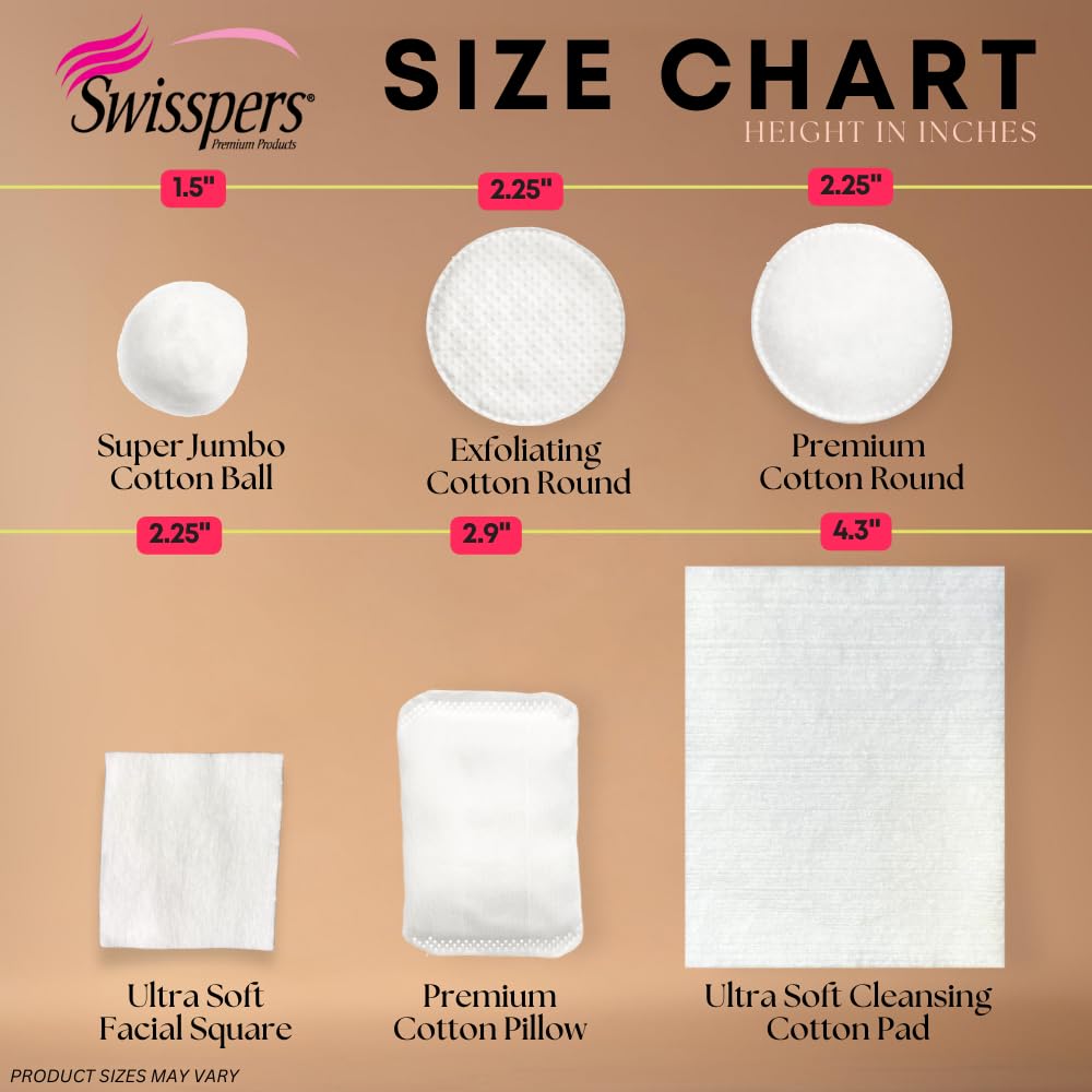Swisspers Premium white pads on display suggest clean, lint-free cleansing.