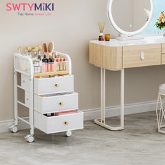 SWTYMIKI rolling makeup cart with 360 wheels for easy movement