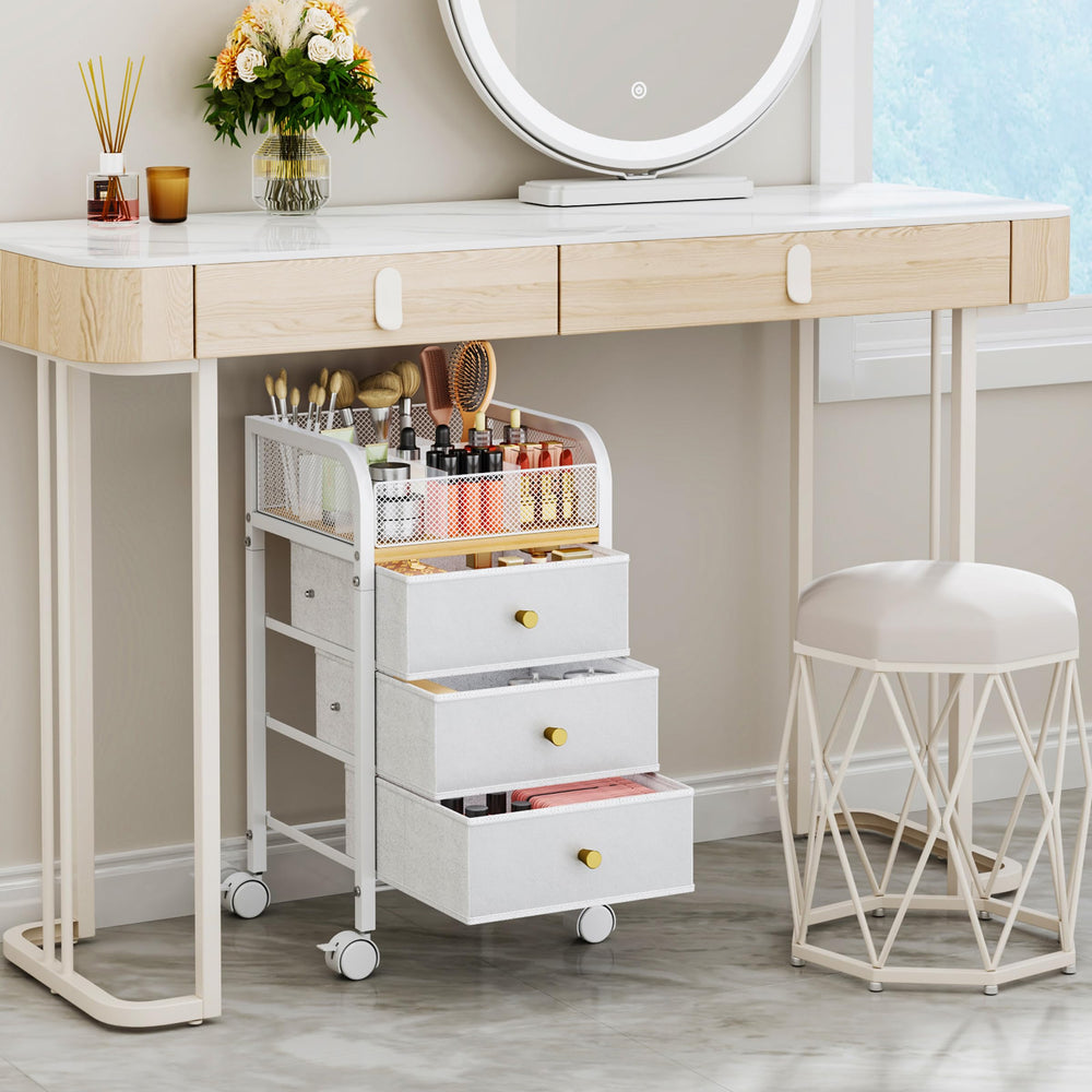 SWTYMIKI rolling makeup cart drawer close-up with smooth-glide drawers