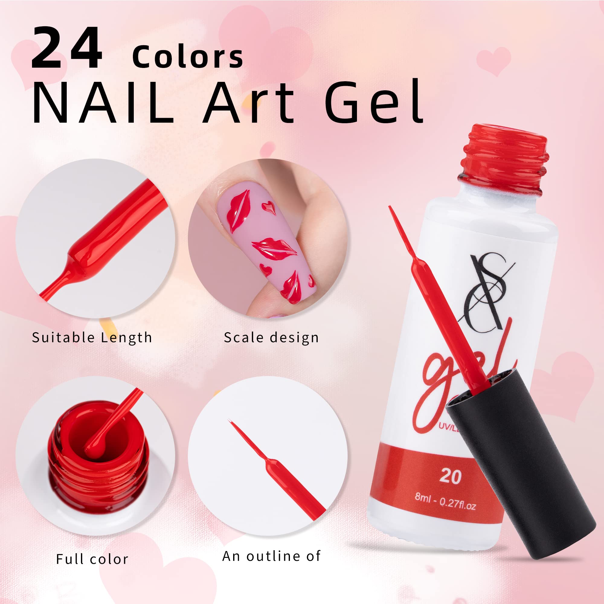 SXC pink gel liner close-up offers soft rose tones for delicate nail art