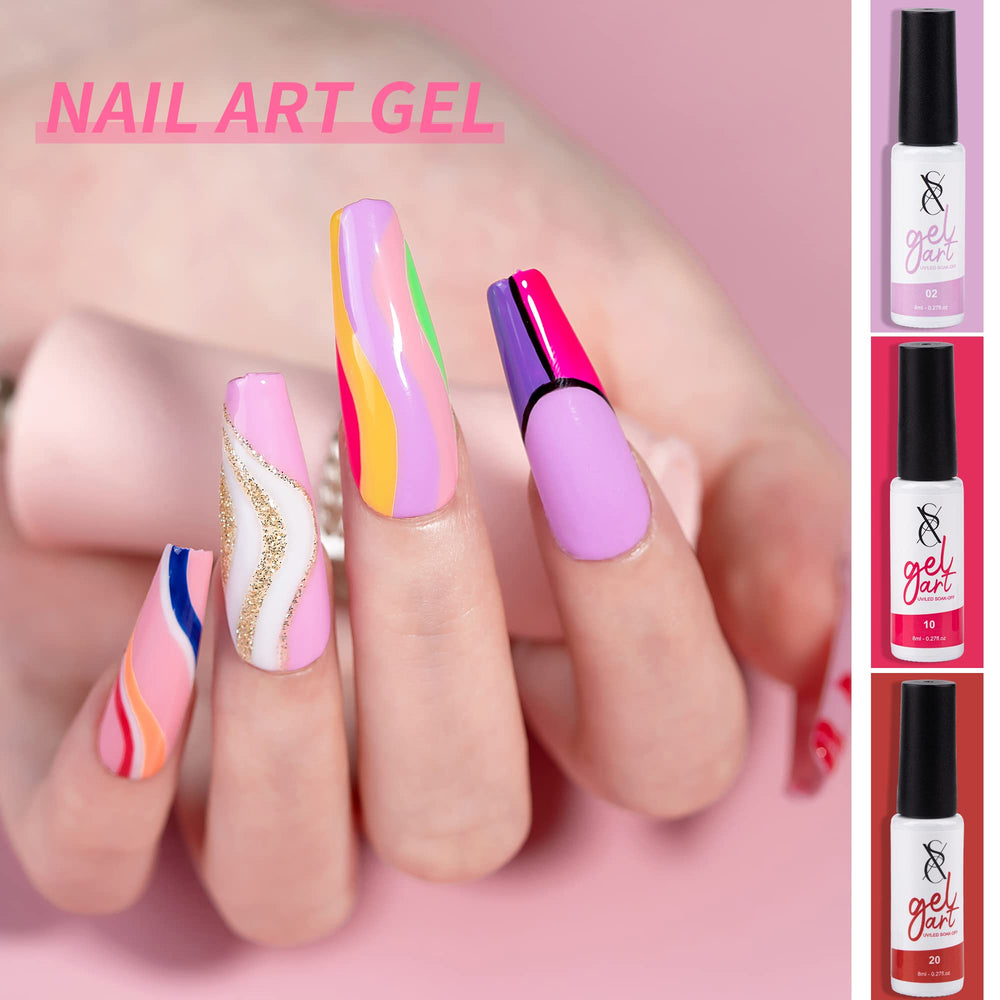 SXC red gel liner close-up adds bold accent lines for dramatic nail art