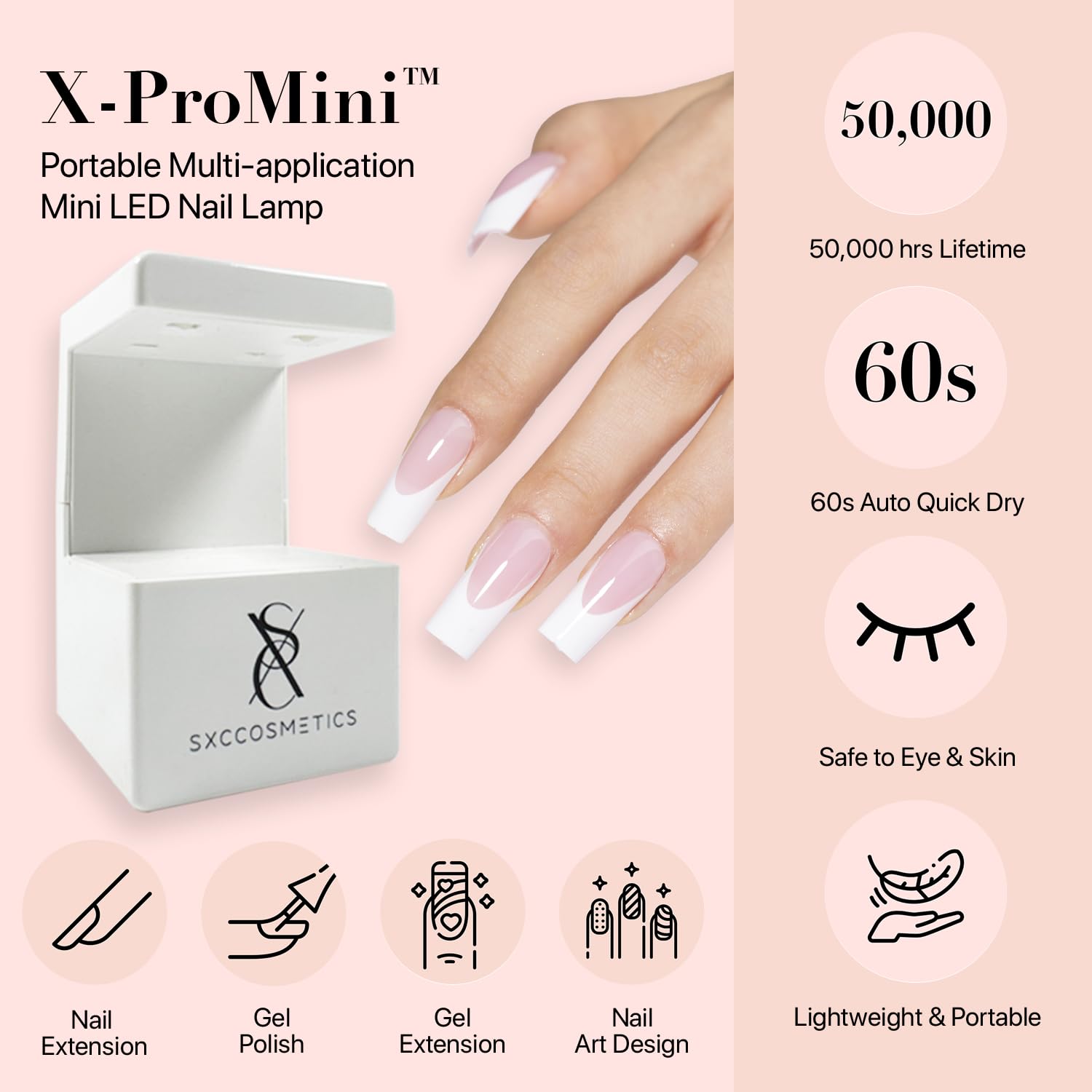 SXC Cosmetics Glam look-ready nails paired with evening ensemble for subtle sophistication