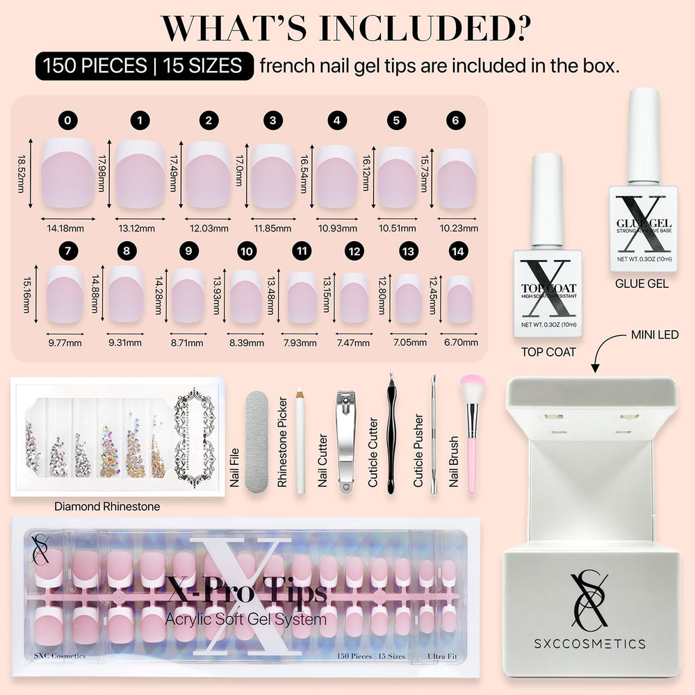 SXC Cosmetics XS Square Nails close-up with pink tips demonstrates premium quality and natural feel
