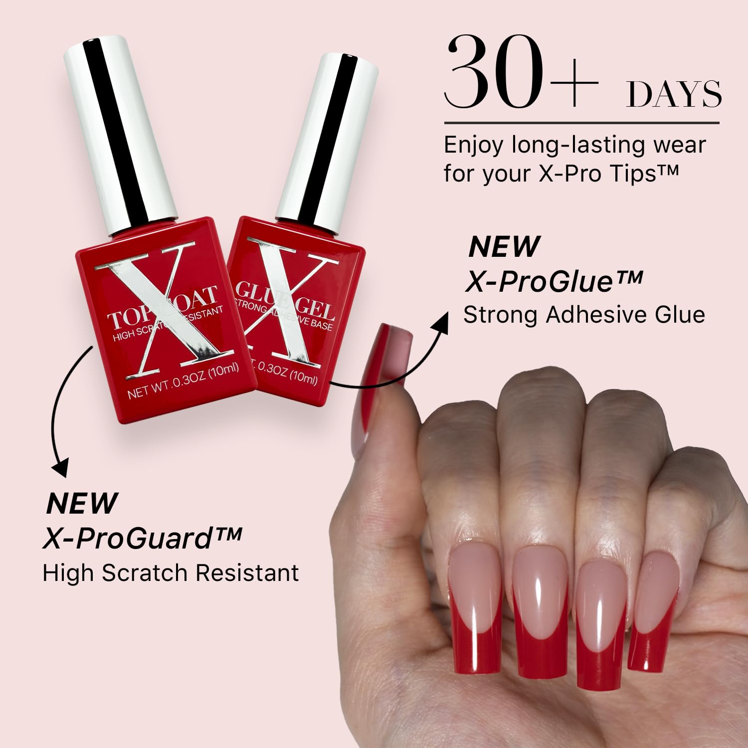 SXC French Tip Nails Red Series 150 pieces laid out for quick selection