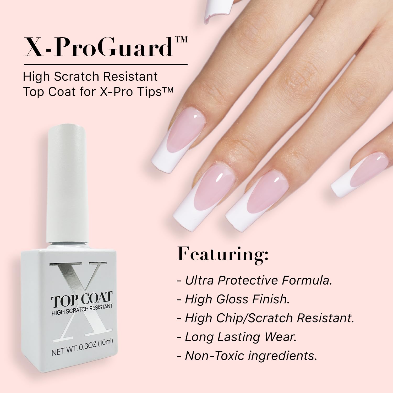SXC X-Pro Glue Gel nail-tip attachment demonstrates lasting hold.