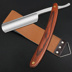SXDGS Straight Razor No.147 with strop close-up for precise shaving and edge care.