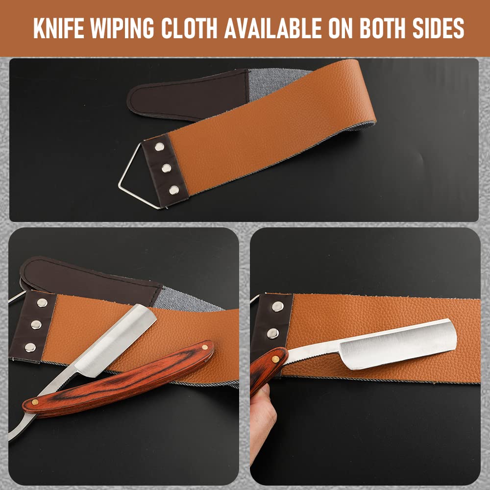SXDGS Straight Razor wooden handle close-up showing ergonomic grip for comfortable grooming.