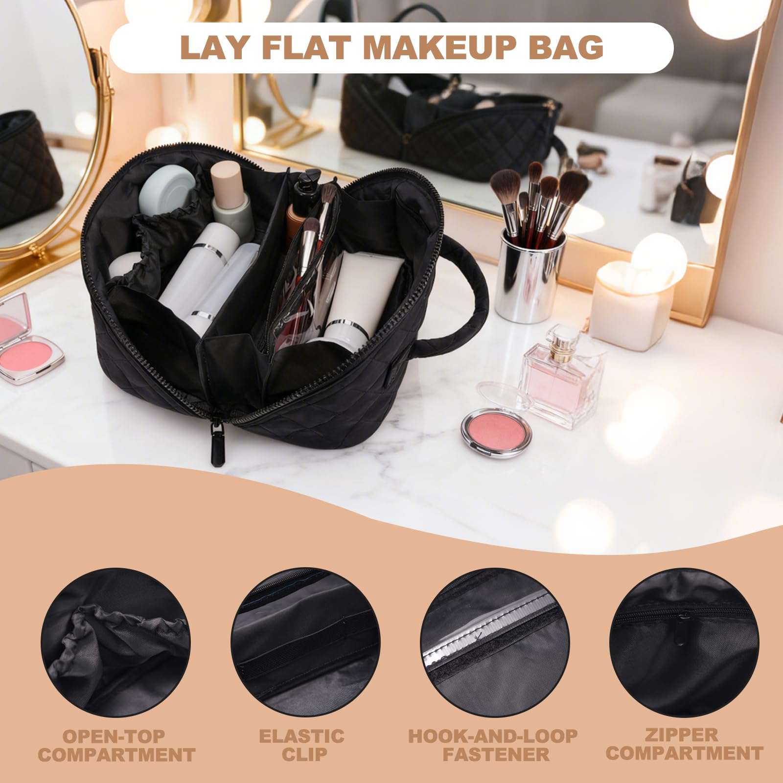 SXS LACONIC makeup bag is portable and lightweight for on-the-go routines.